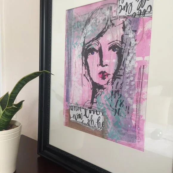 Original Art Work Painting Framed Eclectic Mixed Media